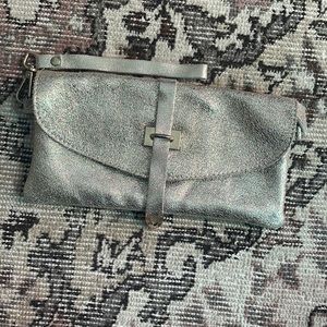 Free People Gold 100% Leather Clutch Handbag